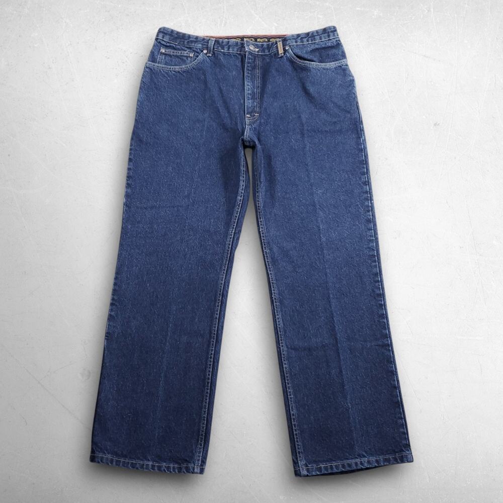 Beretta Jeans Men 40x30 Dark Blue Rigid Denim Straight Leg Made USA Workwear